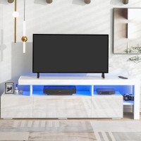 Ivy Bronx Modern Style 16-colored LED Lights TV Cabinet, UV High Gloss Surface Entertainment Center