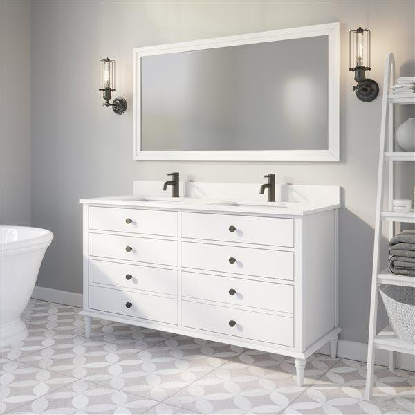 Farrow 42 or 60 in Single Sink Bathroom Vanity w White Engineered Stone Countertop ( White or Oxford Grey ) ABSB in Cabinets & Countertops - Image 2