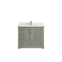 Willow Collections 42 In. W X 22 In. D Boston Single Sink Bathroom Vanity In Evergreen With 2 In Empira White Quartz