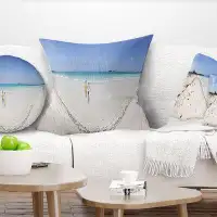 Made in Canada - East Urban Home Seascape Cayo Coco Tropical Beach Panorama Pillow