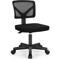 Inbox Zero Armless Small Home Office Desk Chair, Ergonomic Low Back Computer Chair, Adjustable Rolling Swivel Task Chair