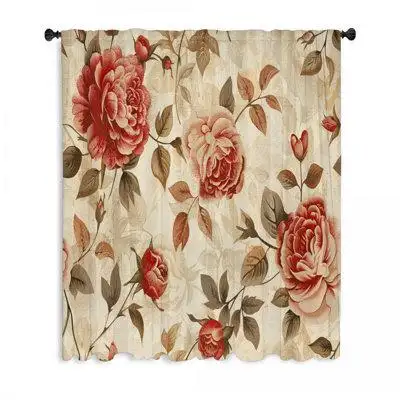 Decorating with Peach Roses sheer window curtains adds an airy and ethereal touch to a space allowin...