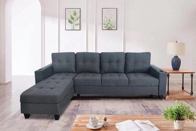 NEW IN BOX--KLARA REVERSIBLE SECTIONAL SOFA WITH CUP HOLDER in Couches & Futons in Edmonton Area