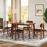 George Oliver The 5-Piece Dining Table Set Includes 1 Vintage Solid Wood Dining Table And 4 Chairs