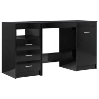 Latitude Run® TDC Desk High Gloss Black 55.1"x19.7"x29.9" Engineered Wood