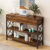 17 Stories 17 Stories 39.4''L Console Table Sofa Table With Large Drawer And 2 Storage Shelves, Farmhouse Entryway Table