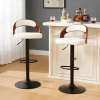 George Oliver Bar Stools Set Of 2 Adjustable Barstool Faux Leather Armless Counter Stool Kitchen Swivel Bar Chair