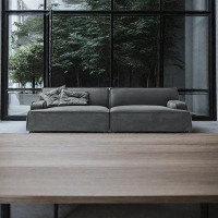 HOUZE 86.6" Grey Cloth Modular Sofa cushion couch