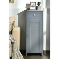 Rebrilliant Rebrilliant Bathroom Floor Cabinet Storage Organizer Free-standing W/ Drawer Grey