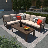 Highwood USA 78.75" Wide Outdoor U-Shaped Patio Sectional with Cushions