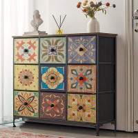 Bungalow Rose Bungalow Rose Dresser, Dresser For Bedroom, Large Storage Drawers Dressers With 9 Drawers, Boho Fabric Dre