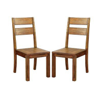 Loon Peak Set Of 2 Wooden Side Chairs In Dark Oak Finish