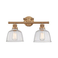 Longshore Tides 2 Light Vanity Light In Satin Gold With Clear Seedy Glass