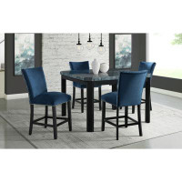 Willa Arlo™ Interiors Willa Arlo™ Interiors Wendy Square 5PC Counter Dining Set- Table & Four Blue Velvet Chairs
