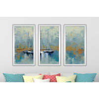 Made in Canada - Breakwater Bay 'Boats in the Harbour III' Acrylic Painting Print Multi-Piece Image on Glass