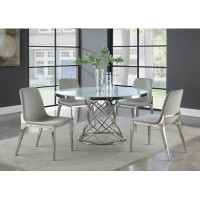Wrought Studio Jadan 5 - Piece Round Dining Set in White and Chrome