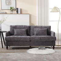 Charlton Home Modern Chenille Fabric Loveseat Sofa With Solid Wood Legs, 2-Seat Upholstered Loveseat Sofa