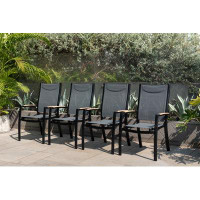 Orren Ellis Chozen Panther 4pc Aluminum Outdoor Patio Stacking Dining Chairs