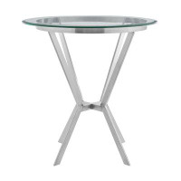 Ivy Bronx Furst Round Glass And Brushed Stainless Steel Dining Table