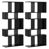 Ebern Designs Ebern Designs 2 Pcs 5 Cubes Ladder Shelf Freestanding Bookshelf Display Rack Bookcase Black