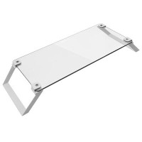 Orren Ellis Tempered Glass Computer Monitor Stand Riser, Laptop With Desk Shelf Storage Space For Keyboard - Sturdy Meta