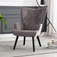 George Oliver Silver Grey Colour Microfiber Fabric Accent Chair Living Room/Bed Room