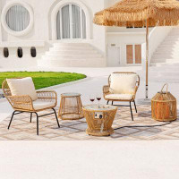 Bay Isle Home™ Kidron 2 Person Patio Conversation Set with Firepit and Cushions