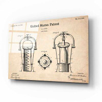 Williston Forge Williston Forge 'Wine Cooler Blueprint Patent Parchment,' Acrylic Glass Wall Art, 36"X24"