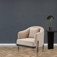 Hokku Designs Ranner Transitional Elegance Beige, Black, and Gold Accent Chair