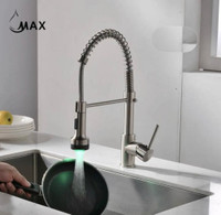 Pull-Down Spiral Flexible Kitchen Faucet 16.5 With LED Light Brushed Nickel Finish