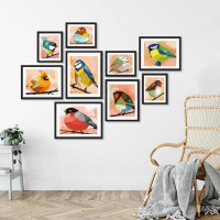 SIGNLEADER Watercolor Geometric Birds Variety Nature Shapes Modern Art for Living Room, Bedroom, Office