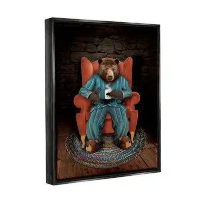 Trinx Bed Time Bear Relaxing Portrait Floater Canvas Wall Art By John Hovenstine