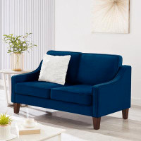 Winston Porter Contemporary Velvet Upholstered Loveseat Sofa: Modern Design with Wooden Legs