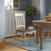 Laurel Foundry Modern Farmhouse Secor Solid Wood Queen Anne Back Side Chair in Graywash/Brown