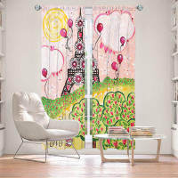East Urban Home Lined Window Curtains 2-panel Set for Window Size by nJoy Art - Paris In Pink