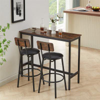 17 Stories Bar Table Set with  Bar stools PU Soft seat with backrest