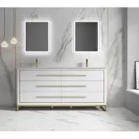 Everly Quinn Genai 72 Inch Double Sink Vanity With Brush Gold Hardware