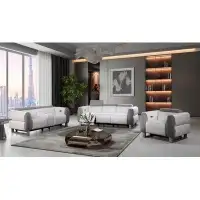 Global Furniture USA White/grey Sofa-loveseat-recliner 3pc Set