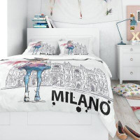 East Urban Home Designart Girl on A Milano Duomo Duvet Cover Set
