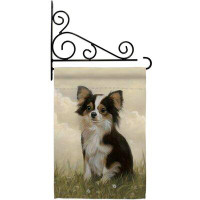 Breeze Decor Chihuahua - Impressions Decorative Metal Fansy Wall Bracket Garden Flag Set GS110094-BO-03