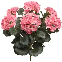 Primrue 18" Deluxe Uv-resistant Artificial Geranium Bush - Fade-proof, Lifelike Faux Flower Plant For Outdoor & Indoor D