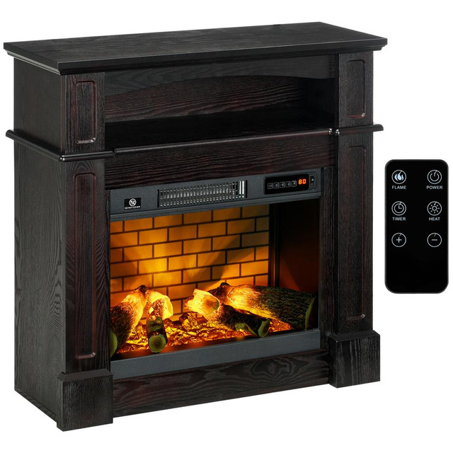 Electric Fireplace 31.75"x12.75"x31.75" Brown in Fireplace & Firewood - Image 2