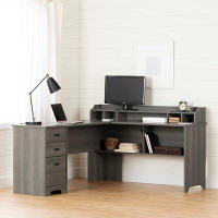 South Shore Versa L-Shape Desk with Hutch and Built in Outlets