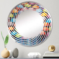 Design Art Sky Full Of Colorful Umbrellas - Spiral Wall Mirror|Round