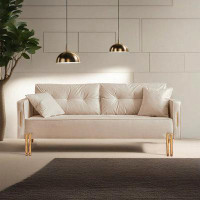 Mercer41 Waigand 70'' Mid-Century Modern Couch Velvet Square Arm Sofa
