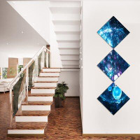 East Urban Home 'Blue Spherical Planet Bubbles' Graphic Art Print Multi-Piece Image on Canvas