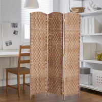 Privacy Screen 53.1"W x 0.8"D x 70.9"H Natural Wood