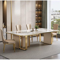 Mercer41 Light luxury rock slab rectangular dining table