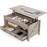 Gracie Oaks Gracie Oaks Lift Top Coffee Table, Modern Coffee Table With 2 Storage Drawers And Hidden Compartment, X-shap