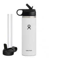 Hydro Flask Hydro Flask Water Bottle - Stainless Steel & Vacuum Insulated - Wide Mouth 2.0 With Straw Lid - 20 Oz, White